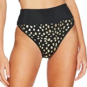 New! Beach Riot Emmy Bottom gold spot black metallic high waisted 24897